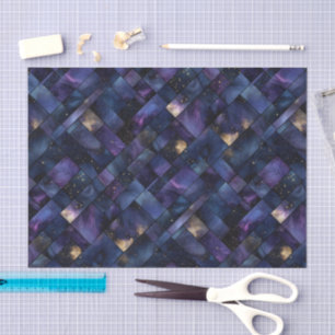 Papel De Seda Vidro Manchado Mosaico Aquarela Dourado Roxo Escur