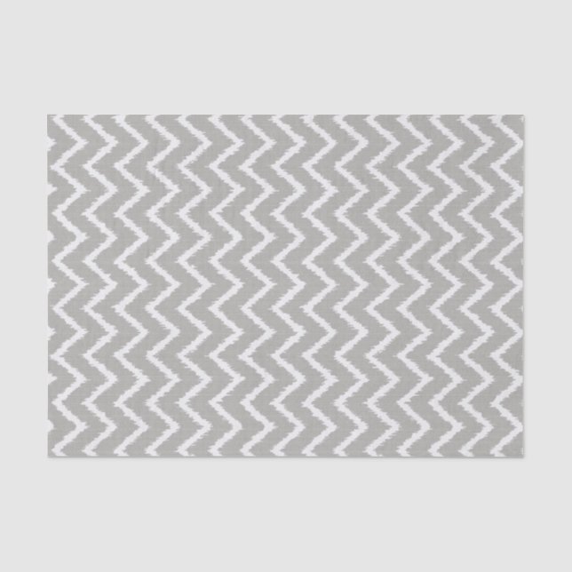 Papel De Seda Vigas de Ikat - cinza de prata e branco (Frente )