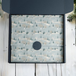 Papel De Seda Vila de Natal Minimalista de Neve Azul