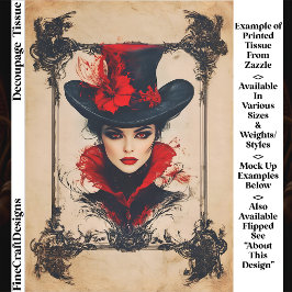 Papel De Seda Vilã Femme Fatale Gótica Vintage Decoupage FH8L