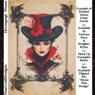 Papel De Seda Vilã Femme Fatale Gótica Vintage Decoupage FH8L