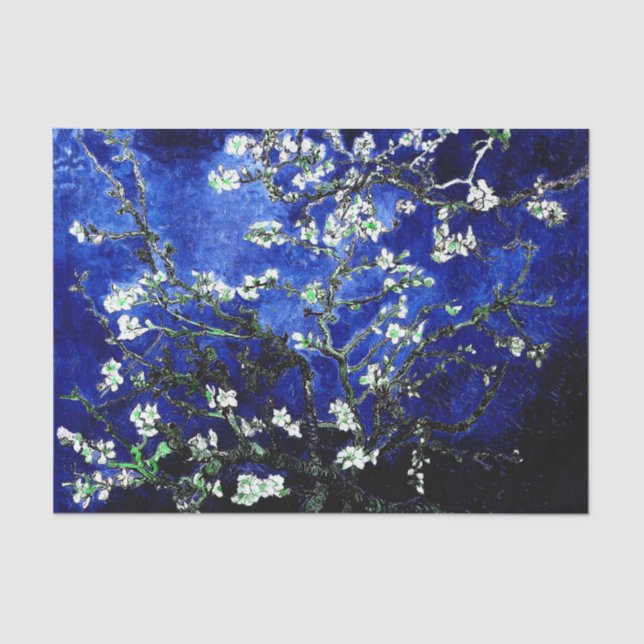 Papel De Seda Vincent Van Gogh Almond Blossomo Azul Profundo (Frente )