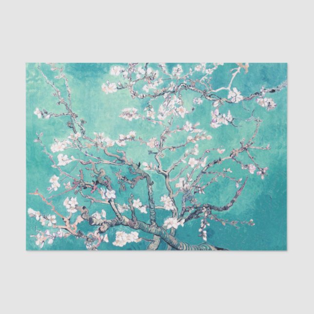 Papel De Seda Vincent Van Gogh Almond Blossoms Turquoise (Frente )