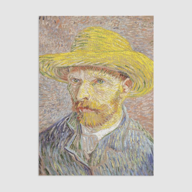 Papel De Seda Vincent van Gogh - Autorretrato com Chapéu de Palh (Criador carregado)