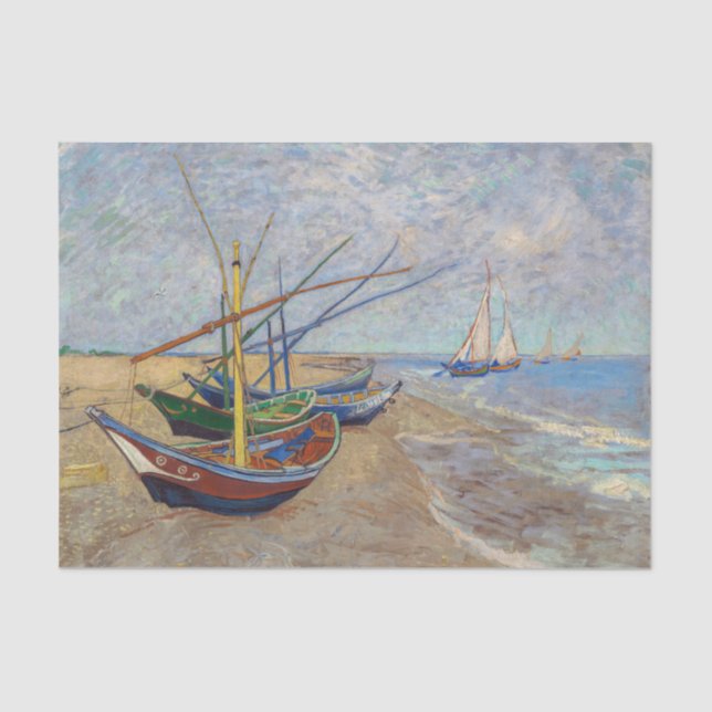 Papel De Seda Vincent van Gogh - Barcos de Pesca na Praia (Frente )