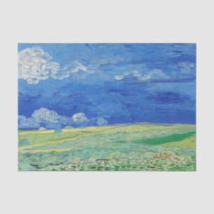 Papel De Seda Vincent van Gogh - Campos de trigo sob nuvens de t