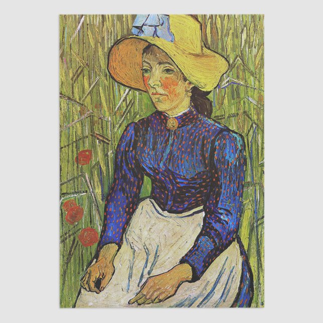 Papel De Seda Vincent van Gogh - Garota camponesa com chapéu de  (Criador carregado)