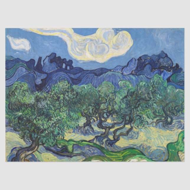 Papel De Seda Vincent van Gogh - Oliveiras com os Alpilles (Frente )