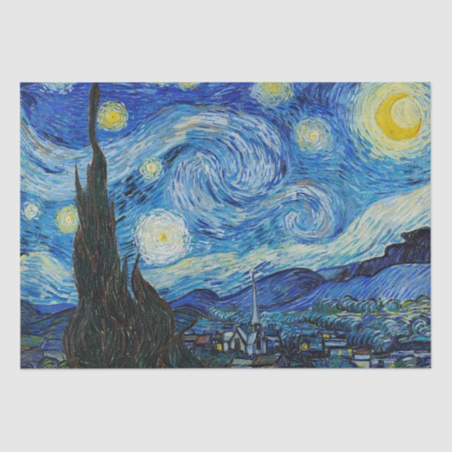 Papel De Seda Vincent Van Gogh Starry Night Blue (Frente )