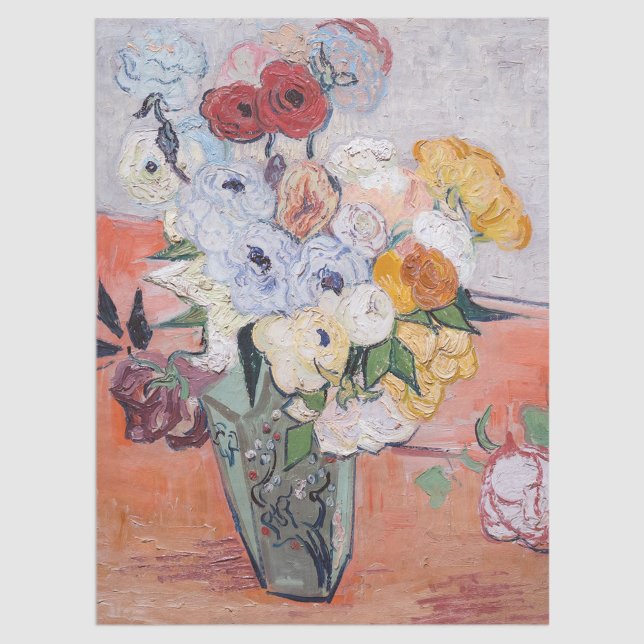 Papel De Seda Vincent van Gogh - Vase com Rosas e Anêmonas (Criador carregado)