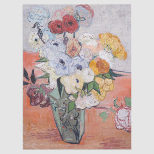 Papel De Seda Vincent van Gogh - Vaso com Rosas & Anêmonas