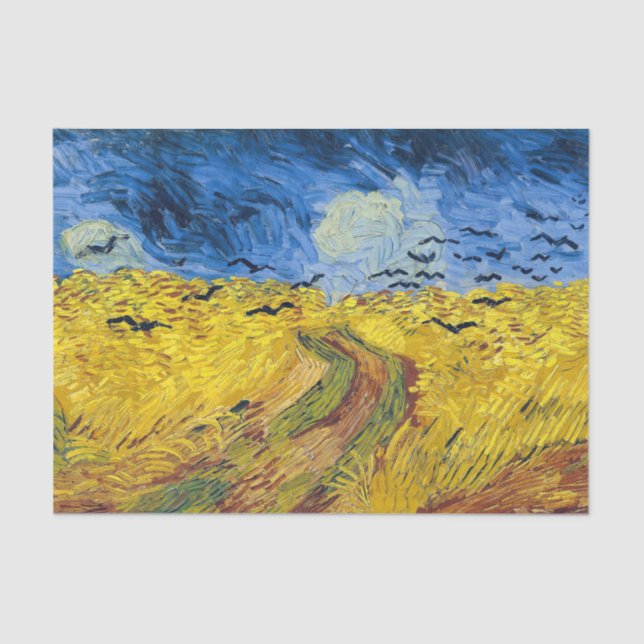 Papel De Seda Vincent van Gogh - Wheatfield com Crows (Frente )