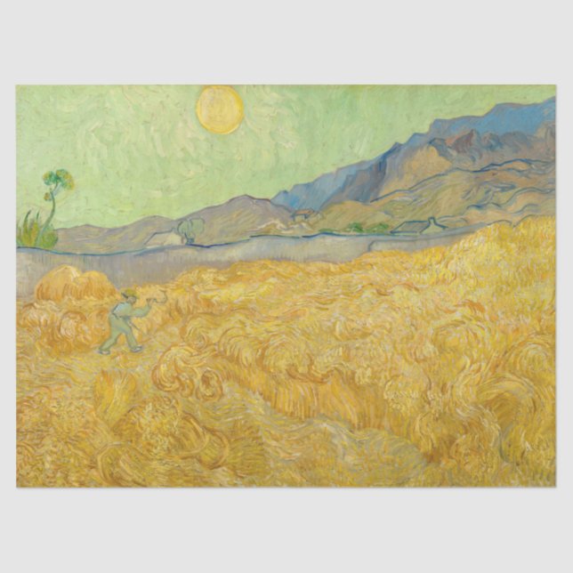 Papel De Seda Vincent van Gogh - Wheatfield com um Receptor (Frente )