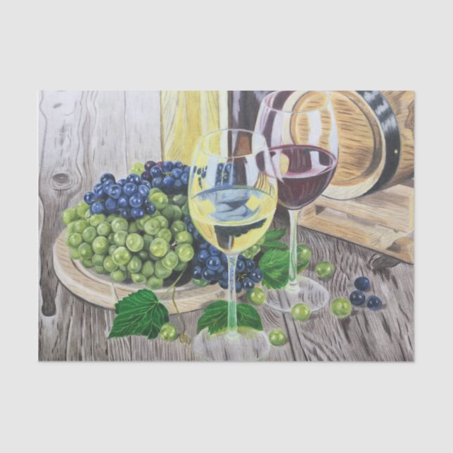 Papel De Seda Vinho e uvas (Frente )