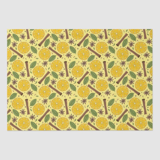 Papel De Seda Vinho malhado de Natal amarelo picante (Frente )