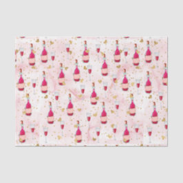 Papel De Seda Vinho Rosado e Corações (Design 12 Série Rosa)