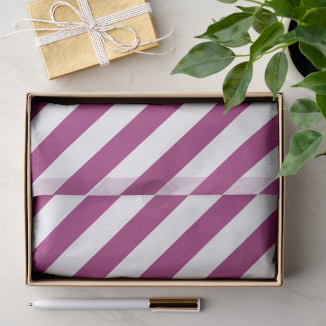Papel De Seda Vinho Vermelho e Branco Listrado (Presente)