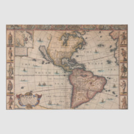 Papel De Seda Vintage 1700s Mapa da desvinculação do Chique da A