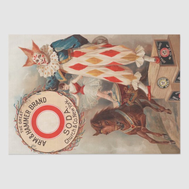 Papel De Seda Vintage Advertisement Clowe Ballerina Circus (Frente )
