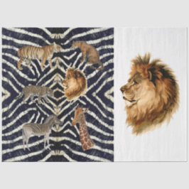 Papel De Seda Vintage Africa Map Lion Botanical Decoupage