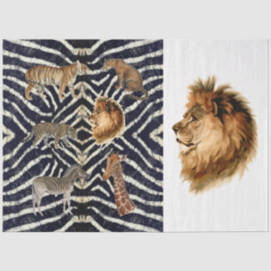 Papel De Seda Vintage Africa Map Lion Botanical Decoupage