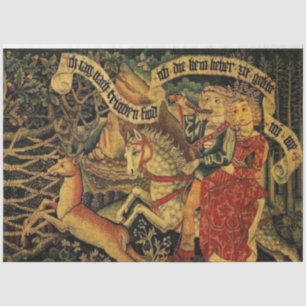 Papel De Seda Vintage alemão Medieval Love Hunting Decoupage