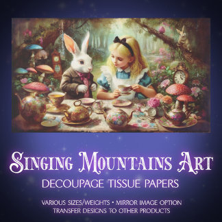 Papel De Seda Vintage Alice in Wonderland Tea Party Decoupage