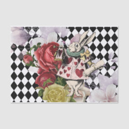 Papel De Seda Vintage Alice no Coelho Branco da Decoupage da Ter