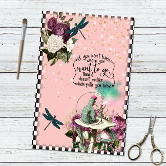 Papel De Seda Vintage Alice no mundo das maravilhas Rosas