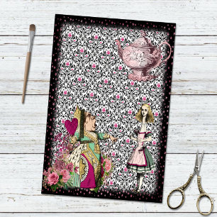 Papel De Seda Vintage Alice no País das Maravilhas, Dama de Cora