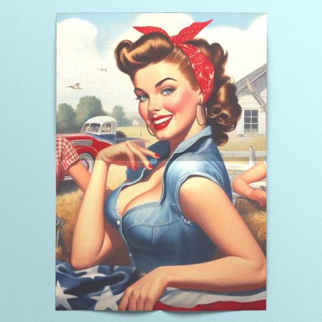 Papel De Seda Vintage American Country Girl (Criador carregado)