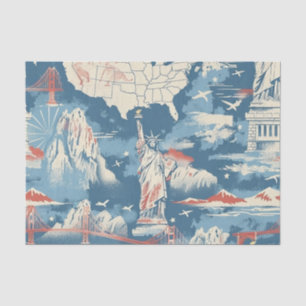 Papel De Seda Vintage American Landmark Pattern - Liberty, EUA