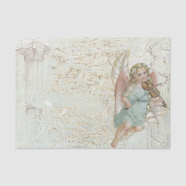 Papel De Seda Vintage Angel com Violin (Frente )