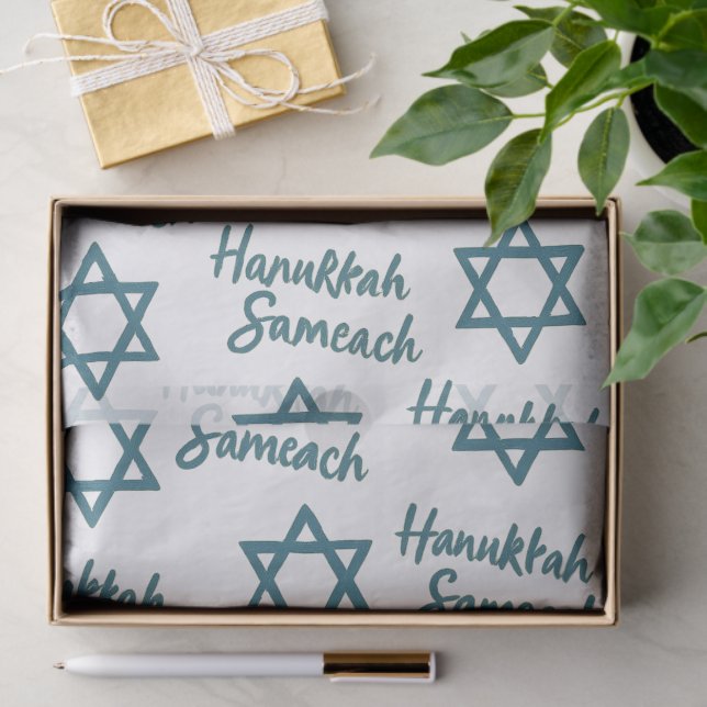 Papel De Seda Vintage angustiou Hanukkah Sameach (Presente)