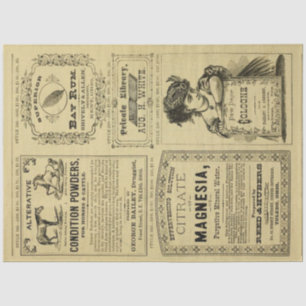 Papel De Seda Vintage Antigo Anúncios Antigo Jornal