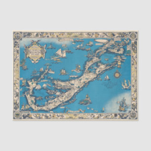Papel De Seda Vintage - Antigo mapa das Ilhas Bermudas