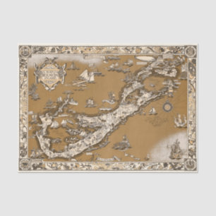 Papel De Seda Vintage - Antigo mapa das Ilhas Bermudas