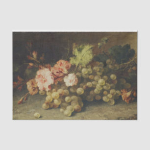 Papel De Seda Vintage Antique Fruta e Uvas Ainda Vidas