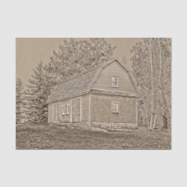 Papel De Seda Vintage Antique Russo Tone Sépia Velho Celeiro