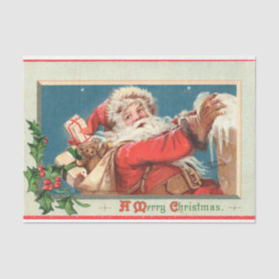 Papel De Seda Vintage Antique Santa Cláusula de Natal