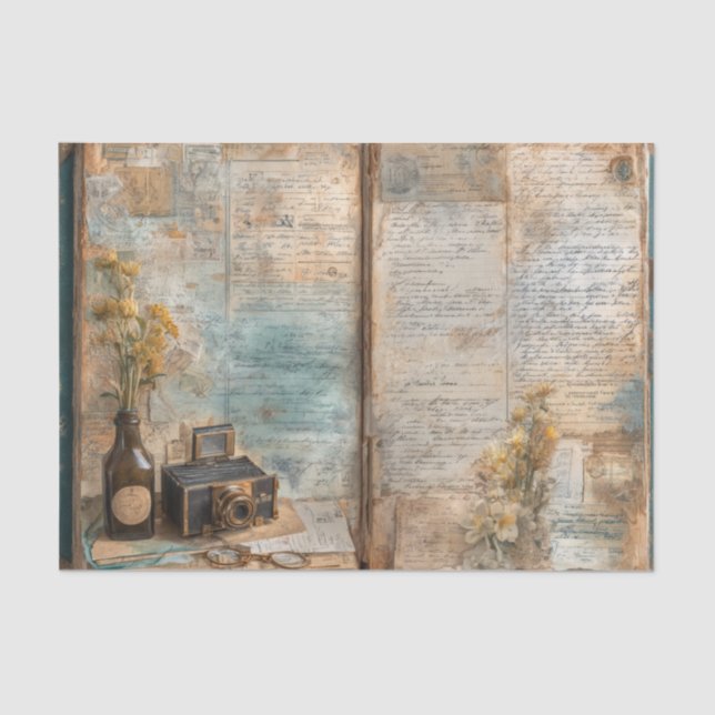 Papel De Seda Vintage Apothecary Bottle Antique Camera (Frente )