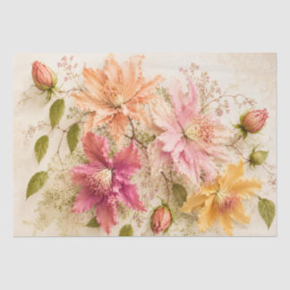 Papel De Seda Vintage apricot Orchid Botanical Decoupage Paper