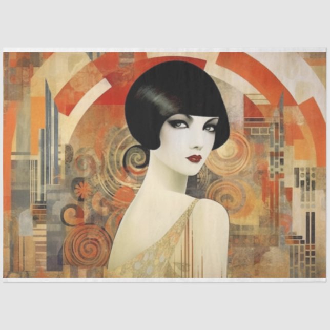 Papel De Seda Vintage Art Deco Woman Decoupage (Frente )