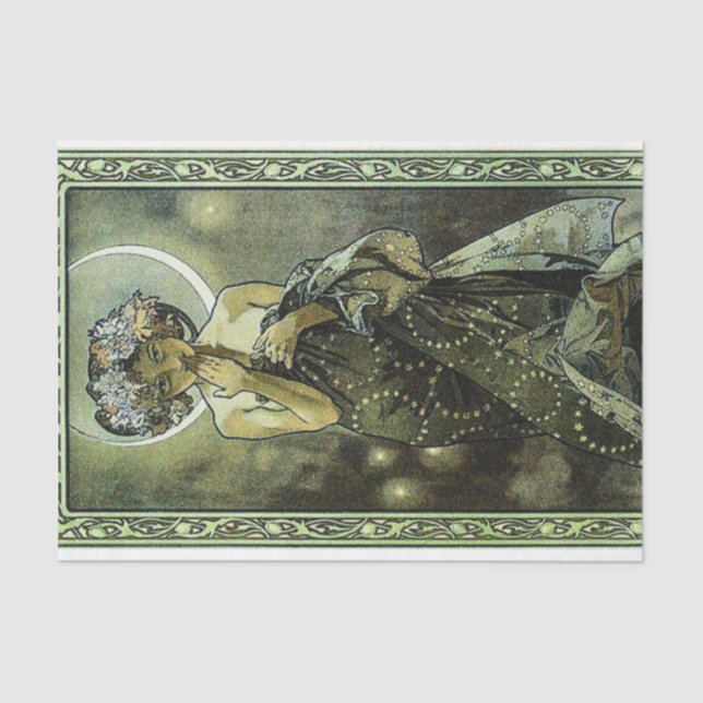 Papel De Seda Vintage Art Nouveau A Lua de Mucha (Frente )