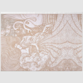 Papel De Seda Vintage Art Nouveau Cream Floral Woman & Swans