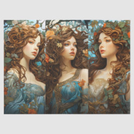 Papel De Seda Vintage Art Nouveau Deusa Floral Victorian Boho