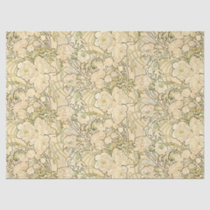 Papel De Seda Vintage Art Nouveau Mucha Floral Peonies Patterno