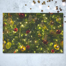 Vintage, Árvore de Natal decorada, Dourada Vermelh