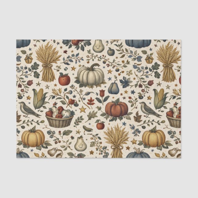 Papel De Seda Vintage Autumn Harvest Thanksgiving (Frente )