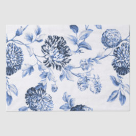 Papel De Seda Vintage azul Toile floral No.2 da pervinca
